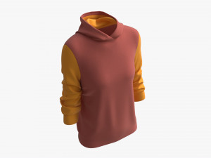 Hoodie for Women Mockup 04 Yellow Red Model 3D