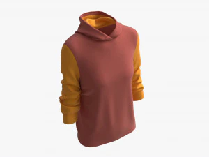 Hoodie for Women Mockup 04 Yellow Red 3D Model