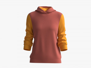 Hoodie for Women Mockup 04 Yellow Red Model 3D