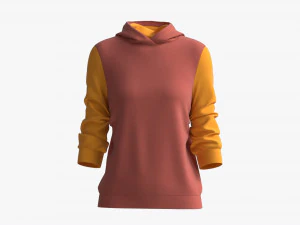 Hoodie for Women Mockup 04 Yellow Red 3D Model