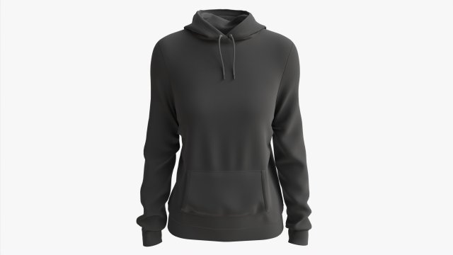 Hoodie with Pockets for Women Mockup 01 Black 3Dモデル .c4d .max .obj .3ds .fbx .stl .blend 