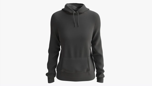 Sudadera con Capucha y Bolsillos para Mujer Mockup 01 Negro Modelo 3D .c4d .max .obj .3ds .fbx .stl .blend 