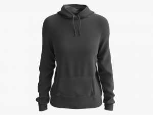 Hoodie with Pockets for Women Mockup 01 Black 3Dモデル