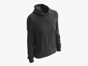 Hoodie with Pockets for Women Mockup 01 Black 3Dモデル