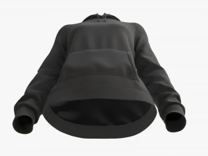 Sudadera con Capucha y Bolsillos para Mujer Mockup 01 Negro Modelo 3D