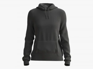 Sudadera con Capucha y Bolsillos para Mujer Mockup 01 Negro Modelo 3D
