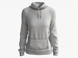 Sudadera con Capucha y Bolsillos para Mujer Mockup 01 Negro Modelo 3D