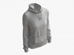 Sudadera con Capucha y Bolsillos para Mujer Mockup 01 Negro Modelo 3D