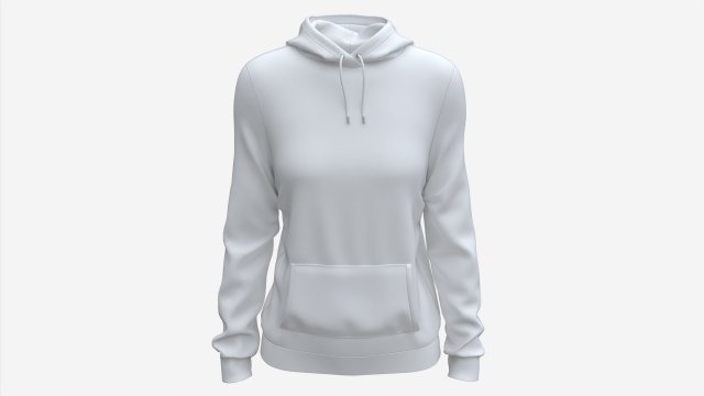 Hoodie with Pockets for Women Mockup 01 White 3D Модель .c4d .max .obj .3ds .fbx .stl .blend 