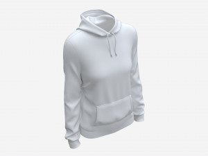 Hoodie with Pockets for Women Mockup 01 White 3D Модель