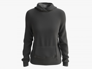 Hoodie with Pockets for Women Mockup 02 Black 3Dモデル