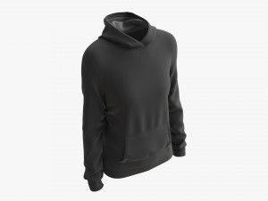 Hoodie with Pockets for Women Mockup 02 Black Model 3D