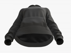 Hoodie with Pockets for Women Mockup 02 Black Model 3D