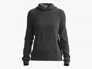 Hoodie with Pockets for Women Mockup 02 Black Model 3D
