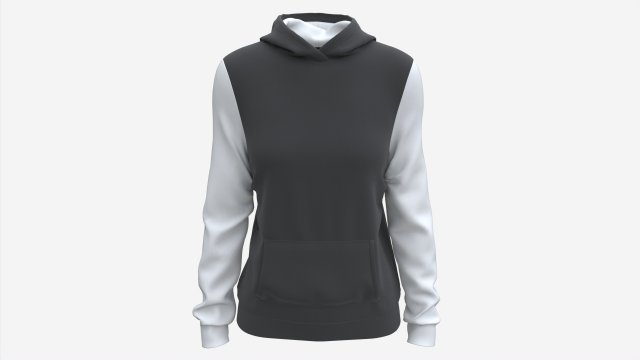Hoodie with Pockets for Women Mockup 02 Black and White 3D 모델 .c4d .max .obj .3ds .fbx .stl .blend 