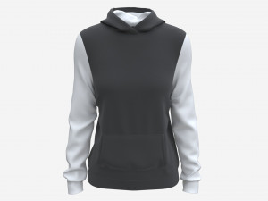Hoodie with Pockets for Women Mockup 02 Black and White 3Dモデル