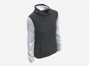 Hoodie with Pockets for Women Mockup 02 Black and White 3D 모델