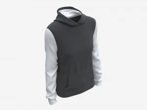 Hoodie with Pockets for Women Mockup 02 Black and White 3D Model