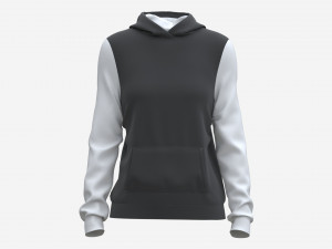 Hoodie with Pockets for Women Mockup 02 Black and White 3D 모델