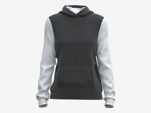 Hoodie with Pockets for Women Mockup 02 Black and White 3D Model