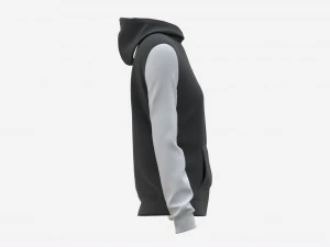 Hoodie with Pockets for Women Mockup 02 Black and White 3D Model