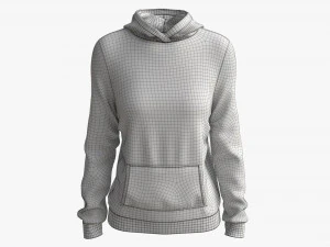 Hoodie with Pockets for Women Mockup 02 Black and White 3D Model