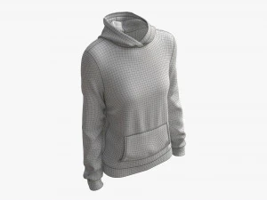 Hoodie with Pockets for Women Mockup 02 Black and White 3D Model