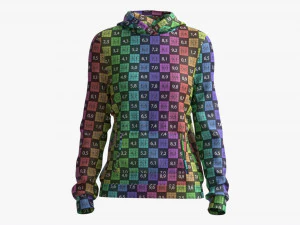 Hoodie with Pockets for Women Mockup 02 Black and White 3D Model