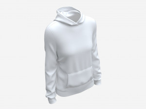Hoodie with Pockets for Women Mockup 02 White Modelo 3D