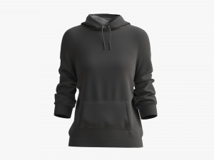 Hoodie with Pockets for Women Mockup 03 Black 3D-Modell