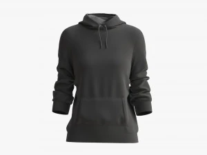 Hoodie with Pockets for Women Mockup 03 Black 3D Model