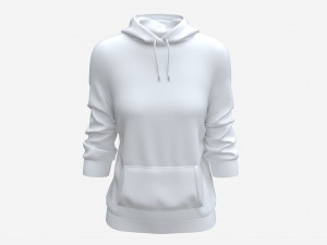 Hoodie with Pockets for Women Mockup 03 White 3Dモデル