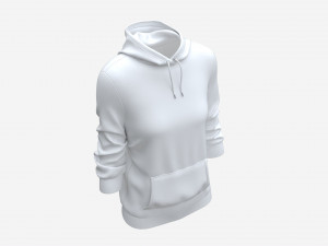 Hoodie with Pockets for Women Mockup 03 White 3D Model