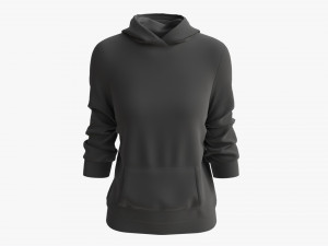 Hoodie with Pockets for Women Mockup 04 Black 3Dモデル