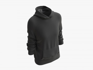 Hoodie with Pockets for Women Mockup 04 Black Modèle 3D
