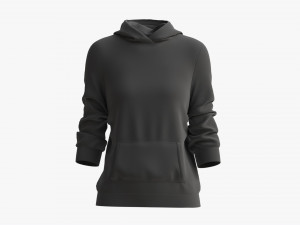 Hoodie with Pockets for Women Mockup 04 Black Modèle 3D
