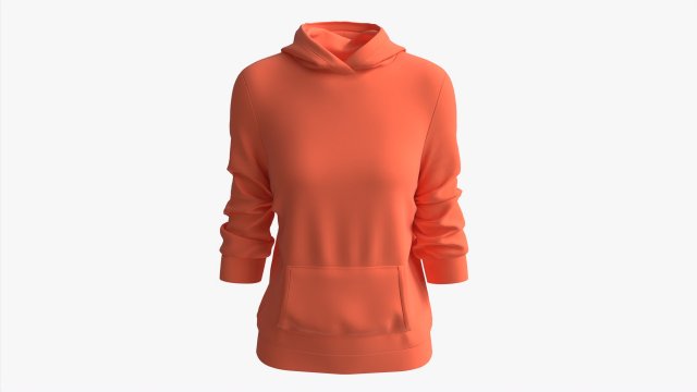 Hoodie with Pockets for Women Mockup 04 Orange 3Dモデル .c4d .max .obj .3ds .fbx .stl .blend 