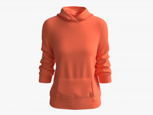 Толстовка с карманами для женщин Mockup 04 Оранжевый 3D Модель
