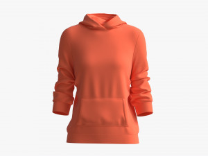 Hoodie with Pockets for Women Mockup 04 Orange 3Dモデル