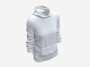 Hoodie with Pockets for Women Mockup 04 White Modello 3D