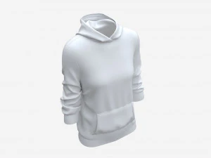 Hoodie with Pockets for Women Mockup 04 White 3D Model