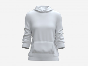 Hoodie with Pockets for Women Mockup 04 White Modello 3D