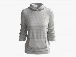 Hoodie with Pockets for Women Mockup 04 White 3D Model