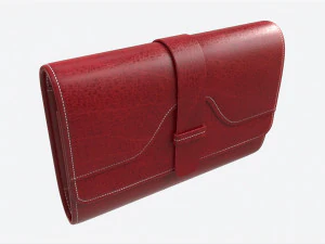 Carteira de Pele para Mulher Vermelha Modelo 3D