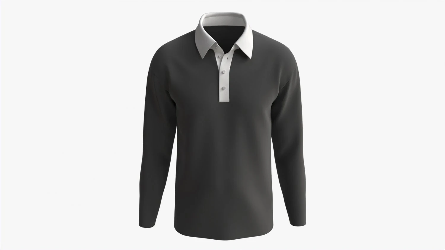 Long Sleeve Polo Shirt for Men Mockup 01 Black 3D Model .c4d .max .obj .3ds .fbx .stl .blend 