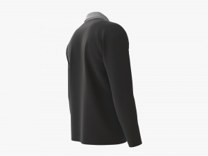 Long Sleeve Polo Shirt for Men Mockup 01 Black Model 3D
