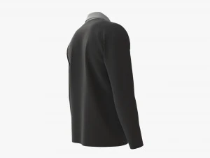 Long Sleeve Polo Shirt for Men Mockup 01 Black 3D Model