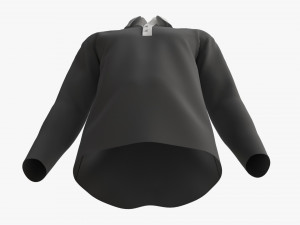Long Sleeve Polo Shirt for Men Mockup 01 Black Model 3D