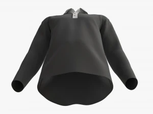 Long Sleeve Polo Shirt for Men Mockup 01 Black 3D Model
