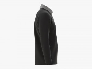 Long Sleeve Polo Shirt for Men Mockup 01 Black Model 3D